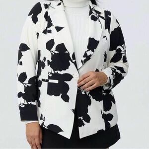 Elegant Black and White Floral Blazer